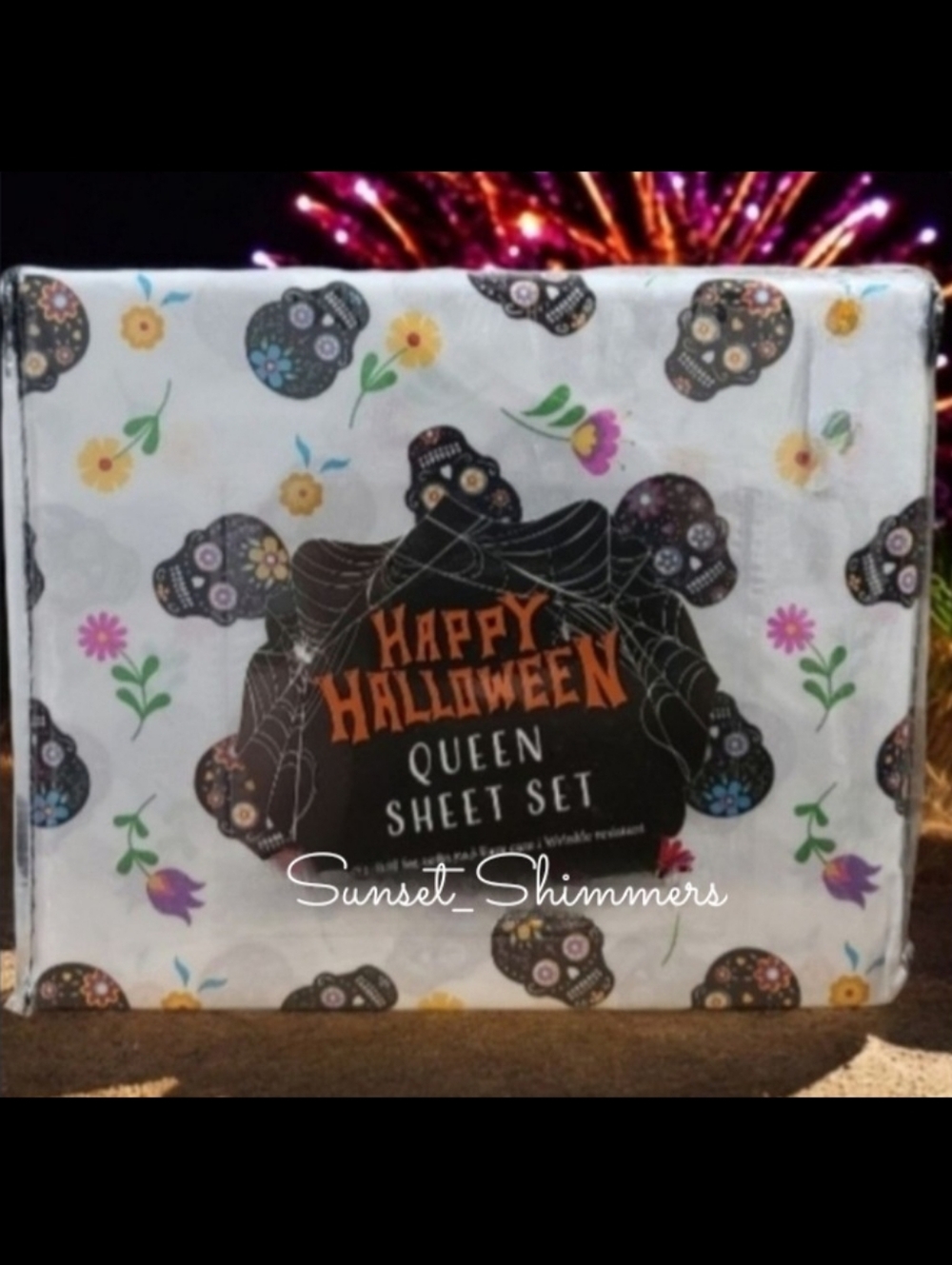 4pc Halloween SUGAR SKULL QUEEN Bed Sheet Set Dia De Los Muertos Day Of Dead New
